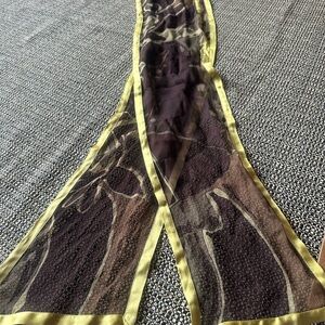 Escada Sheer Brown and Chartreuse Scarf